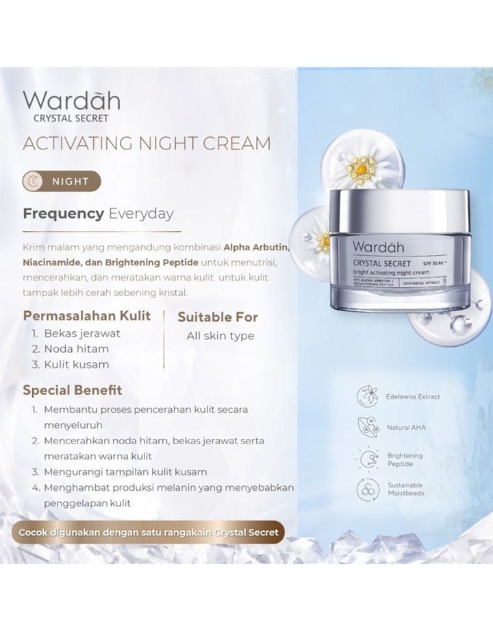 Wardah Crystal Secret Bright Activating Night Cream 30 g