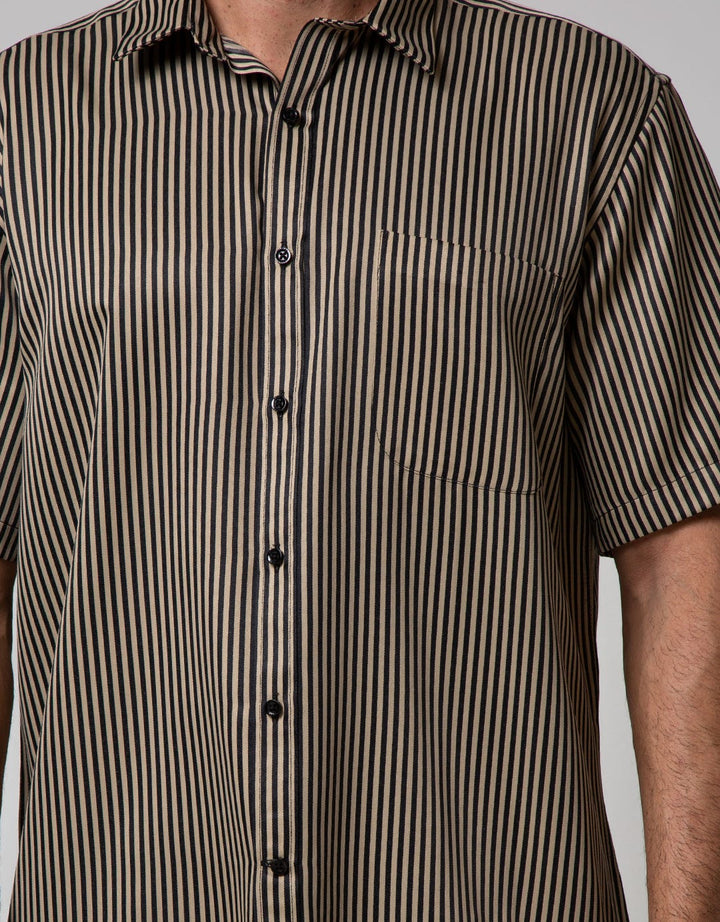 Stanley Adams Short Sleeve Shirt Stripe Regular Point Collar