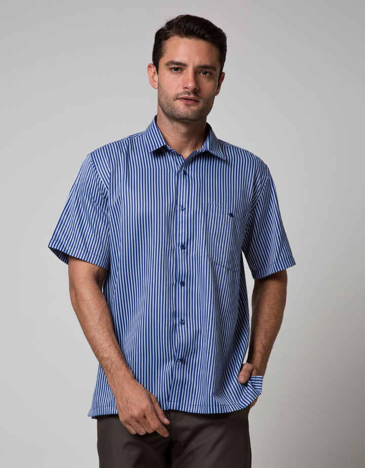 Stanley Adams Short Sleeve Shirt Stripe Regular Point Collar