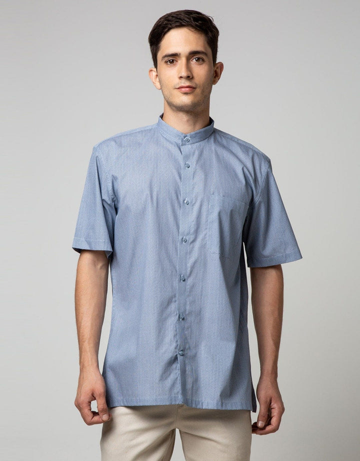 Stanley Adams Short Sleeve Shirt Print US Navy Regular Shanghai Collar