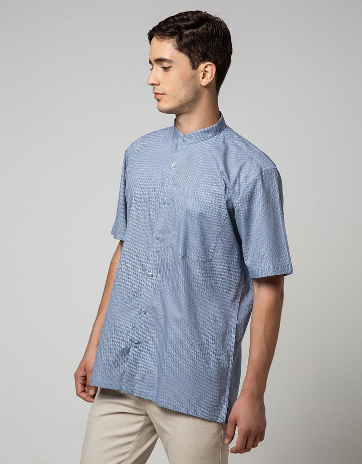 Stanley Adams Short Sleeve Shirt Print US Navy Regular Shanghai Collar