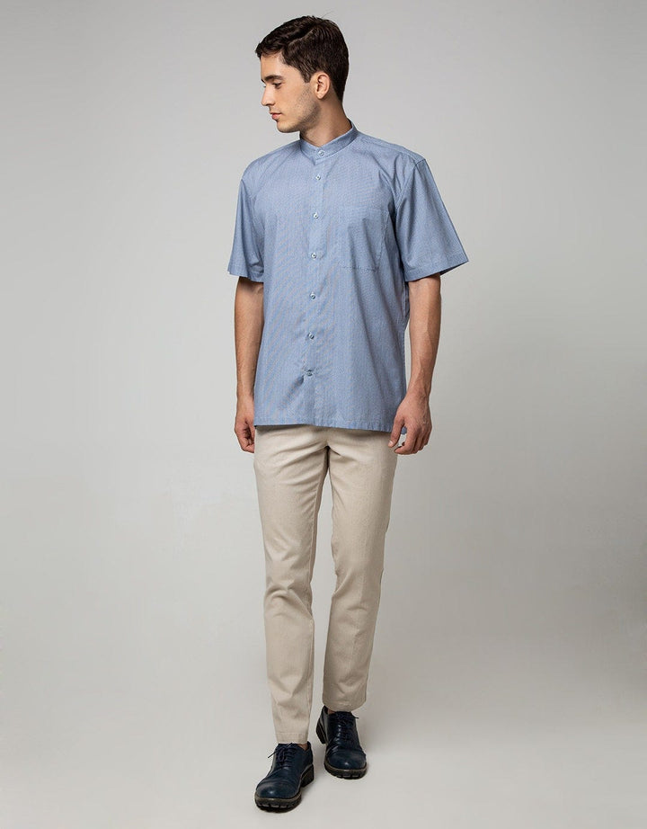 Stanley Adams Short Sleeve Shirt Print US Navy Regular Shanghai Collar