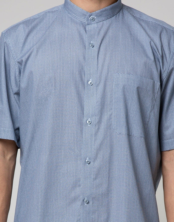Stanley Adams Short Sleeve Shirt Print US Navy Regular Shanghai Collar