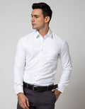 Stanley Adams Long Sleeve Shirt Solid White Slim Point Collar