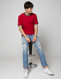 Details T-Shirt Round Neck With Rib On Neck