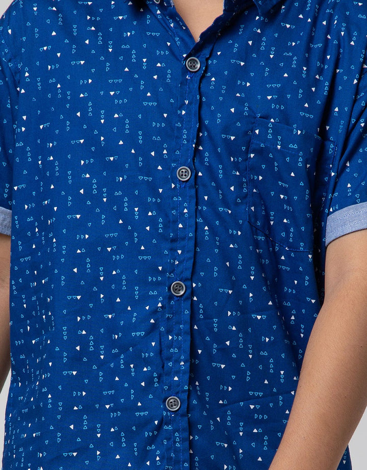Little M Short Sleeve Shirt Fullprint Segitiga Kantong Tangan