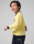Little M EmboShort Sleeve Zigza Sweater