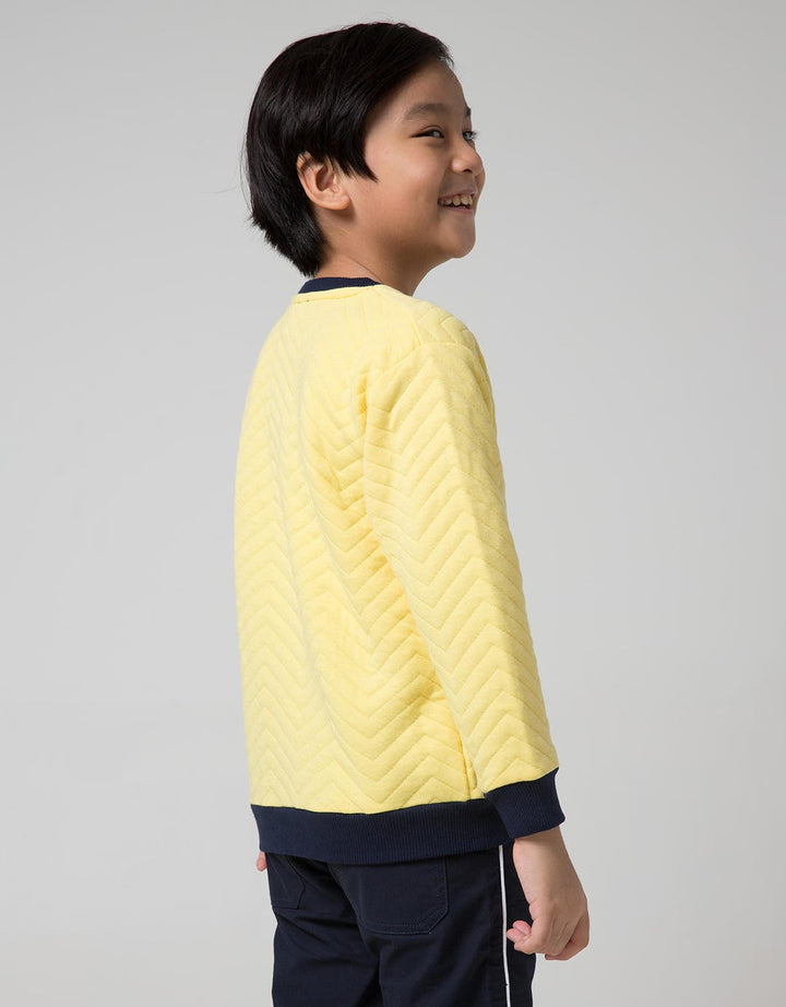 Little M EmboShort Sleeve Zigza Sweater