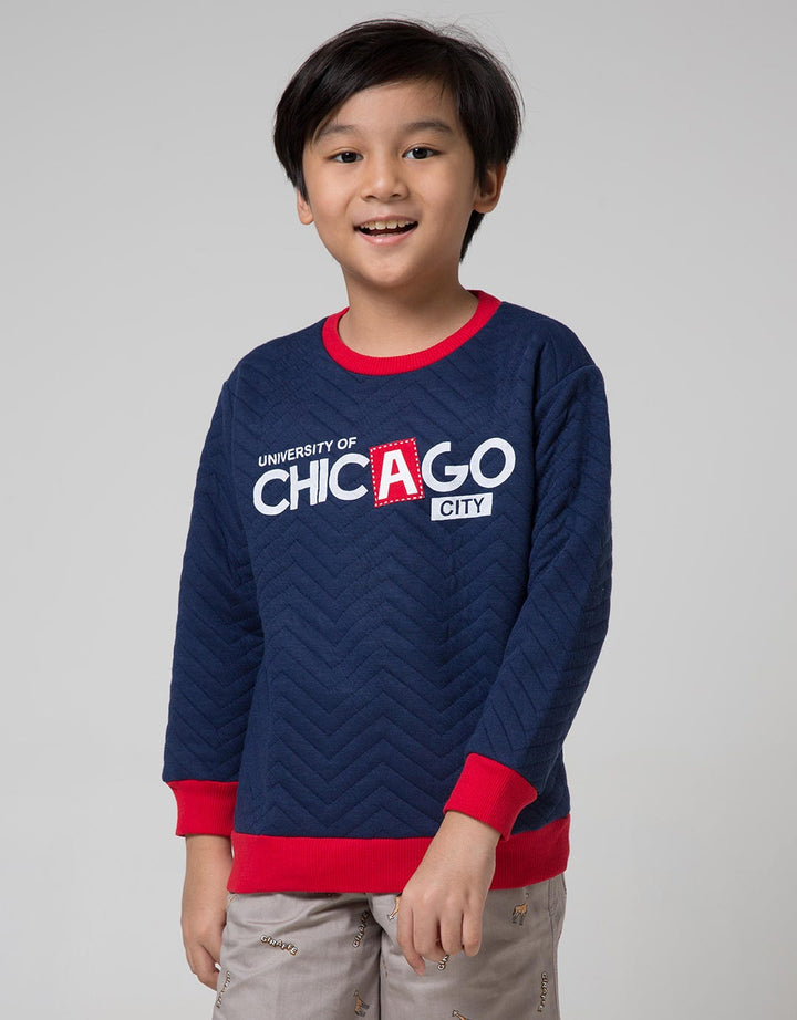 Little M EmboShort Sleeve Zigza Sweater