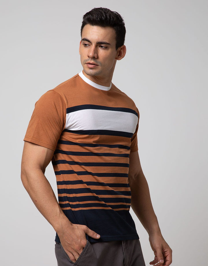Details Short Sleeve T-shirt Rneck Print Yarned Dye