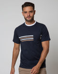 Details Short Sleeve T-Shirt Round Neck Pocket Stripe