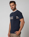 Details Short Sleeve T-Shirt Round Neck Pocket Stripe