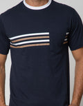 Details Short Sleeve T-Shirt Round Neck Pocket Stripe