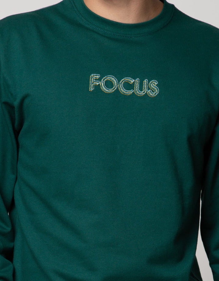 Details Embroidered Round Neck Jumper Sweatshirt