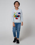 Little M Embroidered Dino Hear Me Roar Sweater