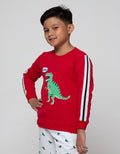 Little M Sweater Dino Bordir Lengan Cut N Sewn