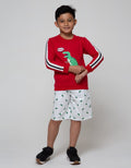Little M Sweater Dino Bordir Lengan Cut N Sewn