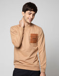 Details Sweatshirt Jumper Rneck Pocket With Suede Pocket