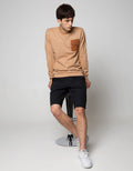 Details Sweatshirt Jumper Rneck Pocket With Suede Pocket