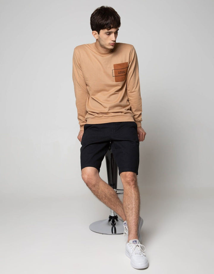 Details Sweatshirt Jumper Rneck Pocket With Suede Pocket