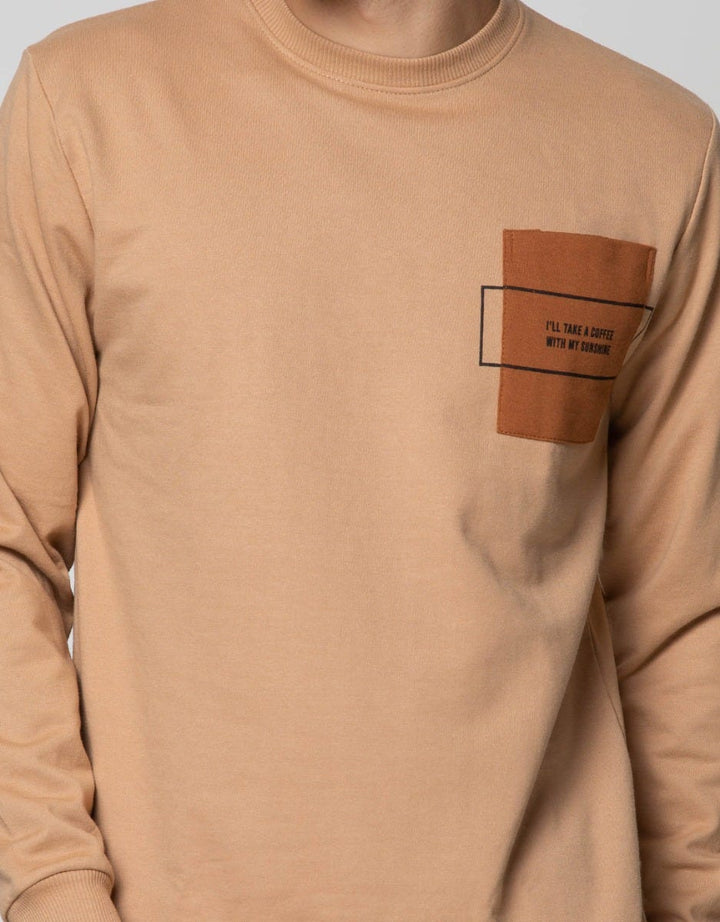 Details Sweatshirt Jumper Rneck Pocket With Suede Pocket