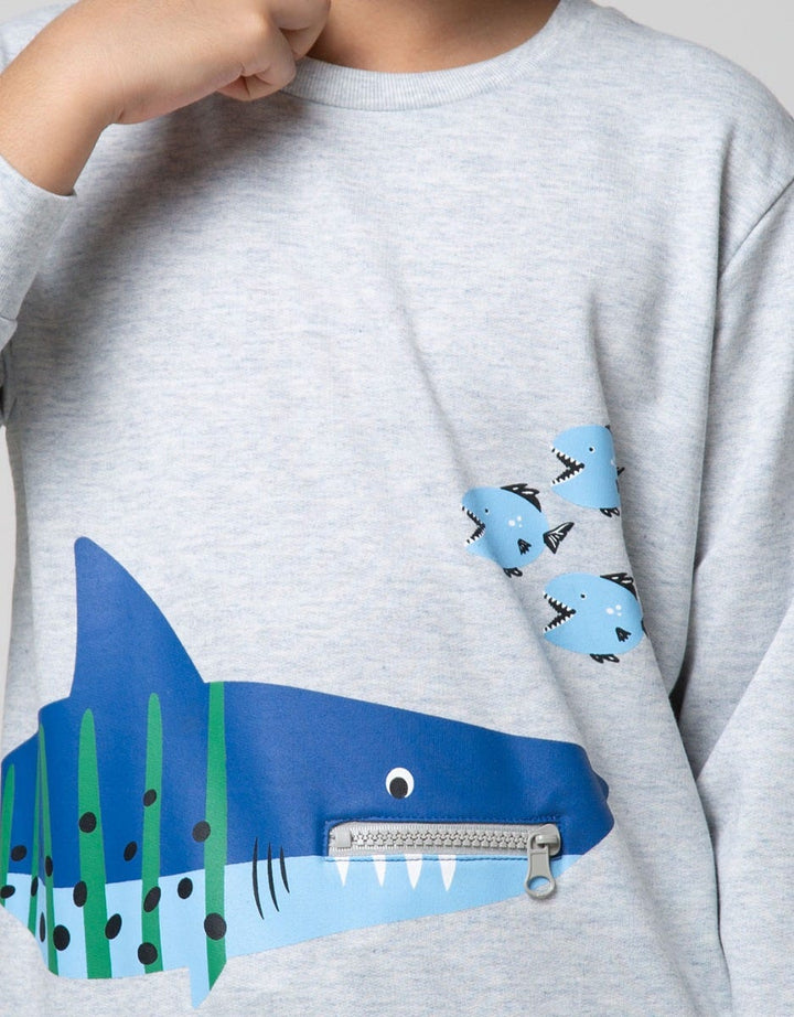 Little M Sweater Shark Zipper