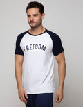 Details Short Sleeve Raglan T-Shirt Rneck Print Embossed Freedom