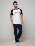 Details Short Sleeve Raglan T-Shirt Rneck Print Embossed Freedom
