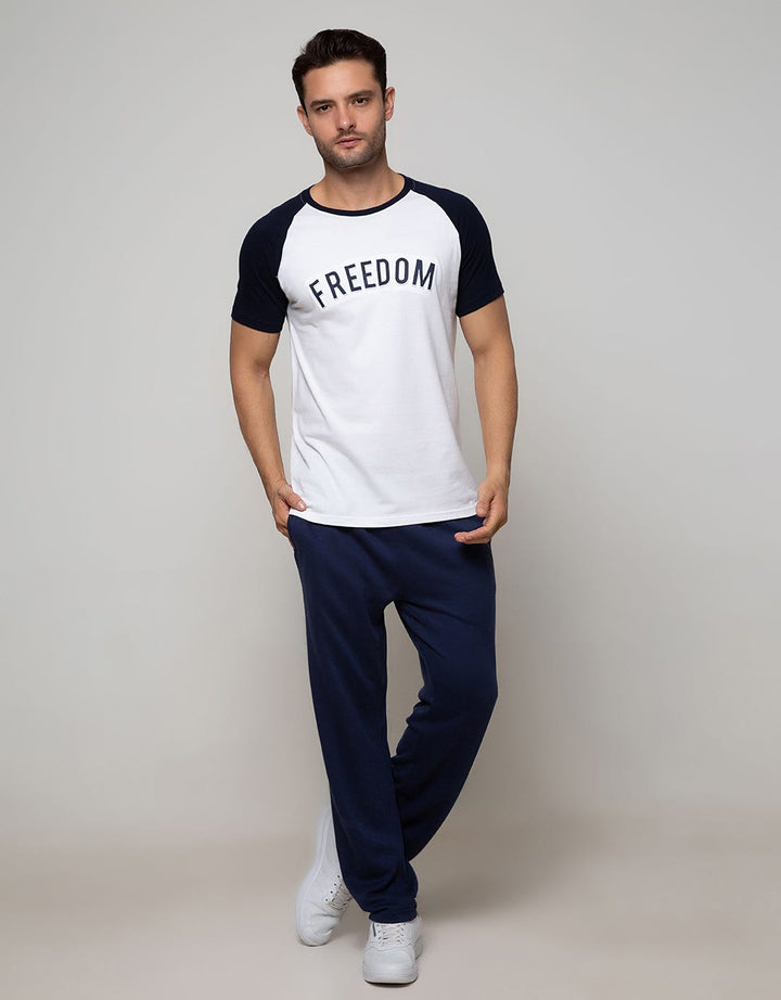 Details Short Sleeve Raglan T-Shirt Rneck Print Embossed Freedom