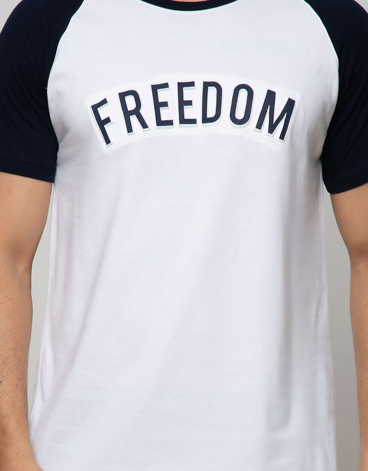 Details Short Sleeve Raglan T-Shirt Rneck Print Embossed Freedom