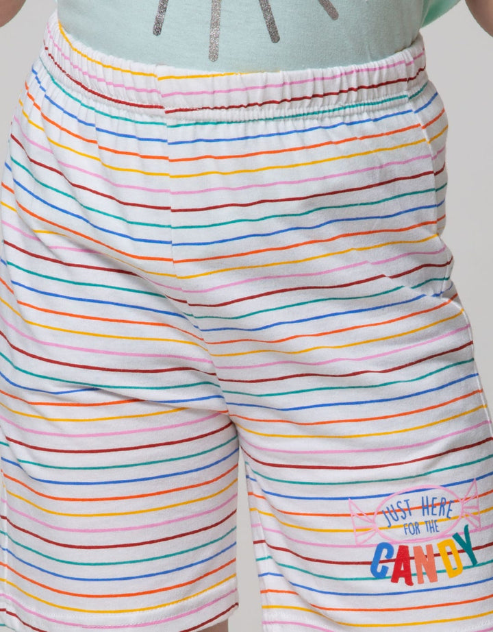 Little M Short Pants Kids Full Print Small Stripes