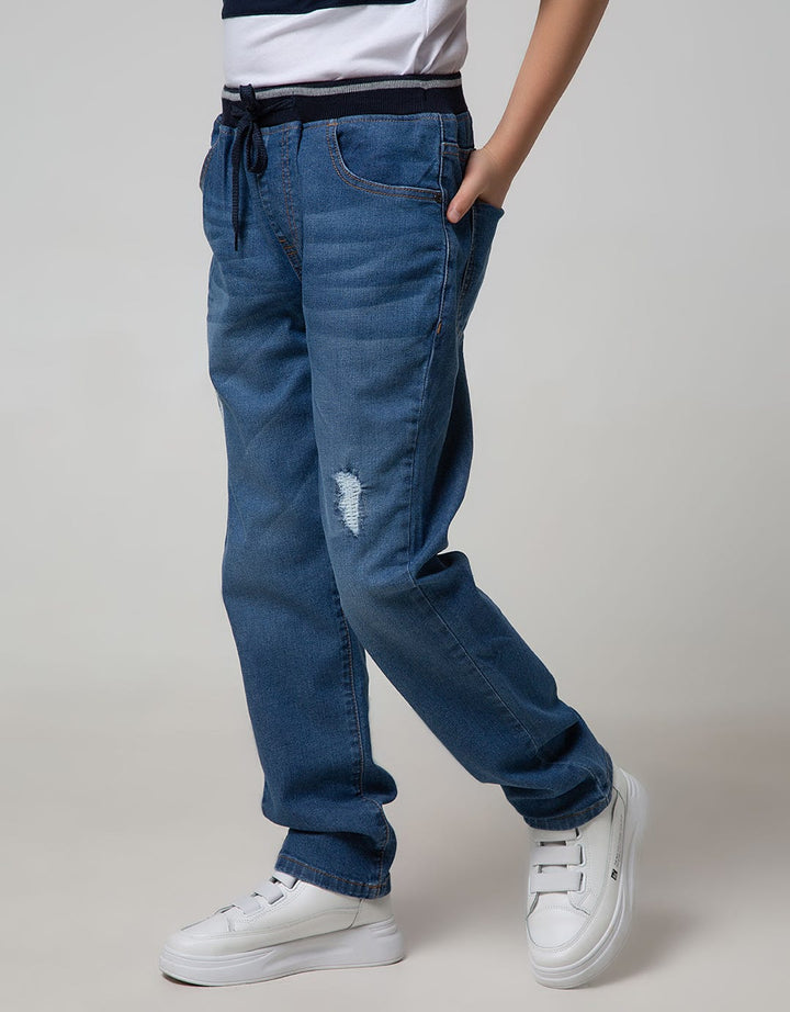Nevada Long Pants Denim Destroyed Rib
