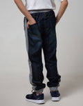 Nevada Kids Jogger Denim Print Rib Side