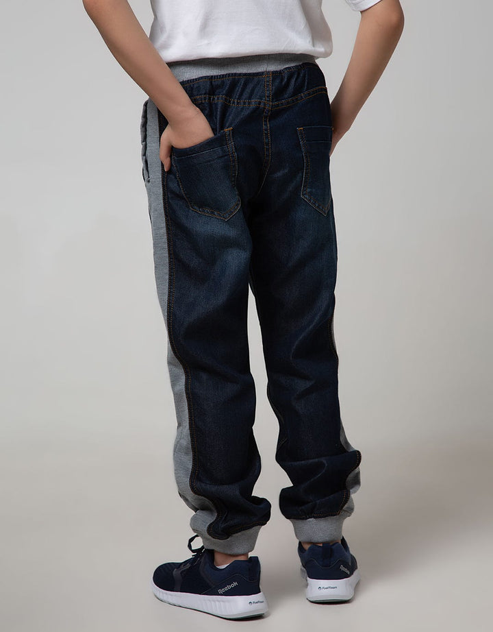 Nevada Kids Jogger Denim Print Rib Side