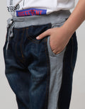 Nevada Kids Jogger Denim Print Rib Side