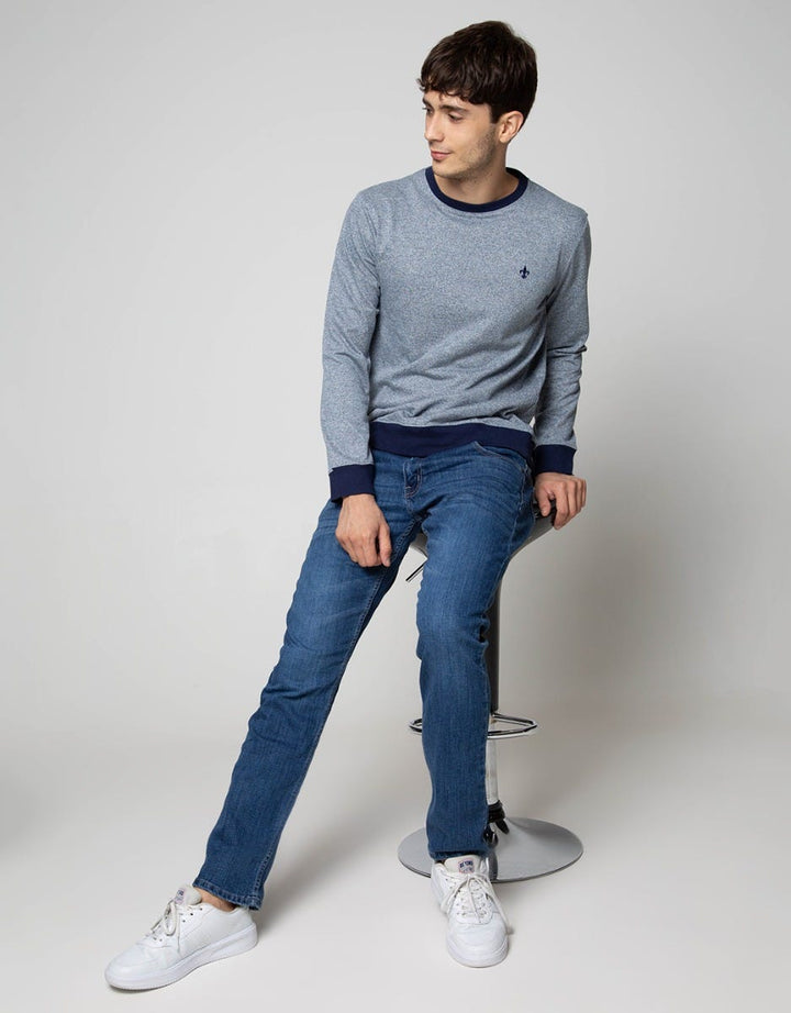 Details Solid Siro Blocking Sweatshirt With Small Embro