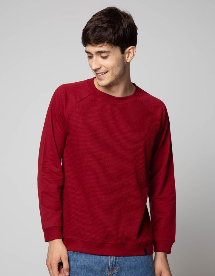 Details Sweatshirt Jumper Rneck Raglan Kombinasi Waffle