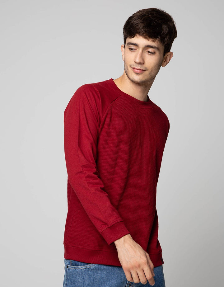 Details Sweatshirt Jumper Rneck Raglan Kombinasi Waffle