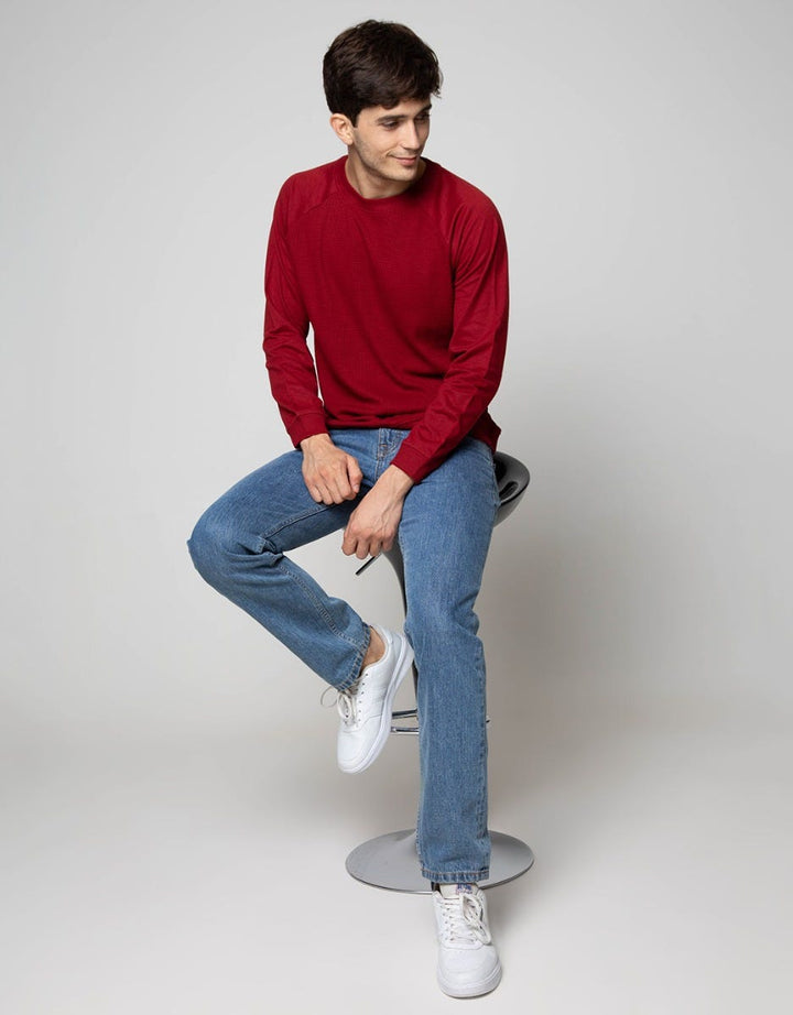 Details Sweatshirt Jumper Rneck Raglan Kombinasi Waffle