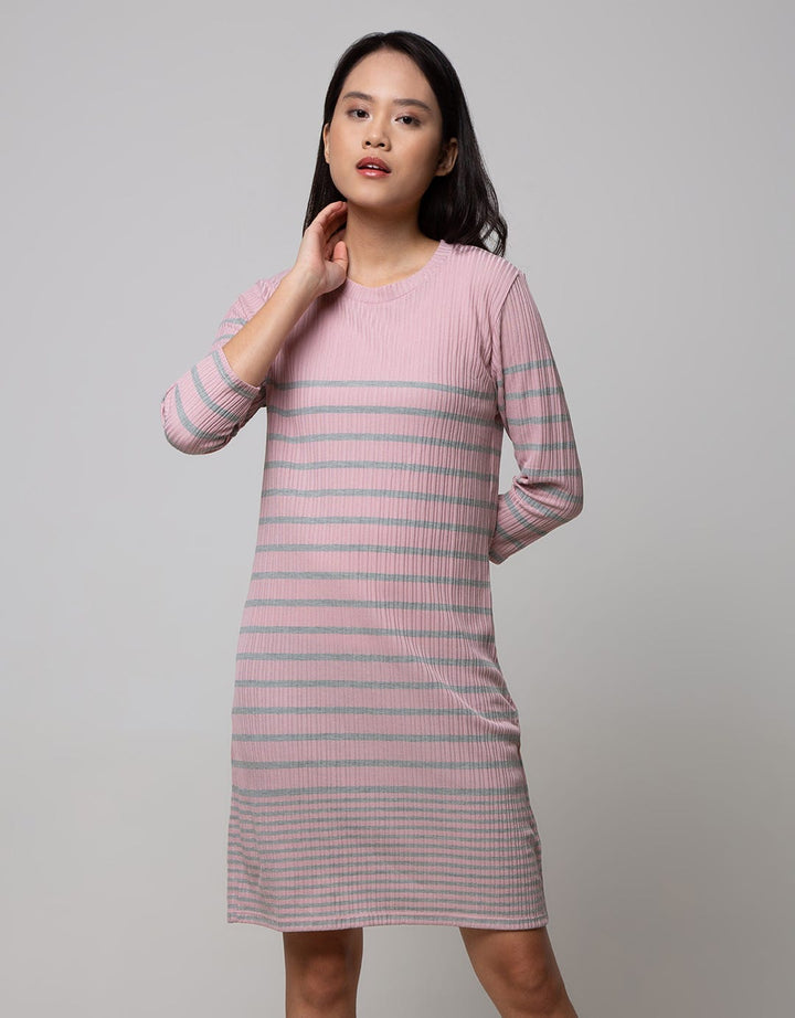 Nevada Long Sleeve Midi Dress Stripes