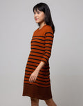 Nevada Long Sleeve Midi Dress Stripes