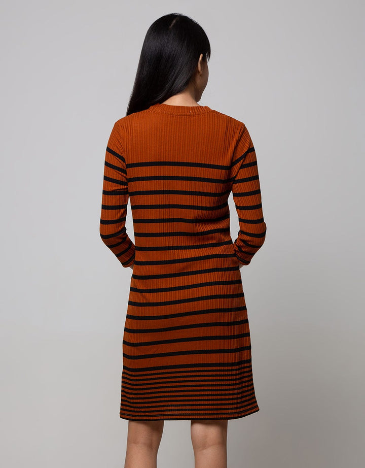 Nevada Long Sleeve Midi Dress Stripes