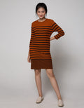 Nevada Long Sleeve Midi Dress Stripes