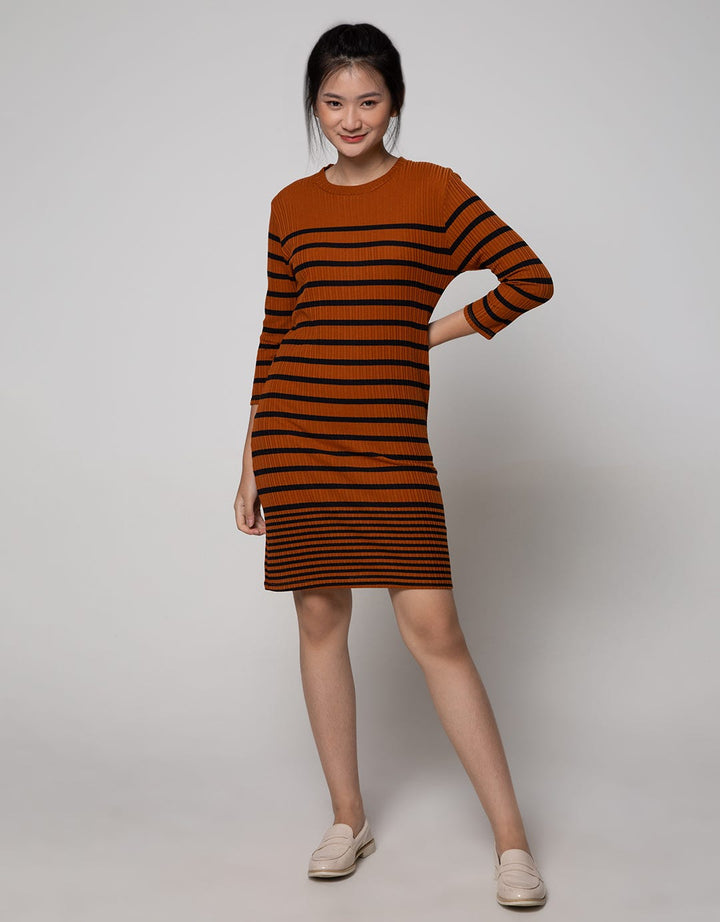 Nevada Long Sleeve Midi Dress Stripes
