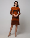 Nevada Long Sleeve Midi Dress Stripes