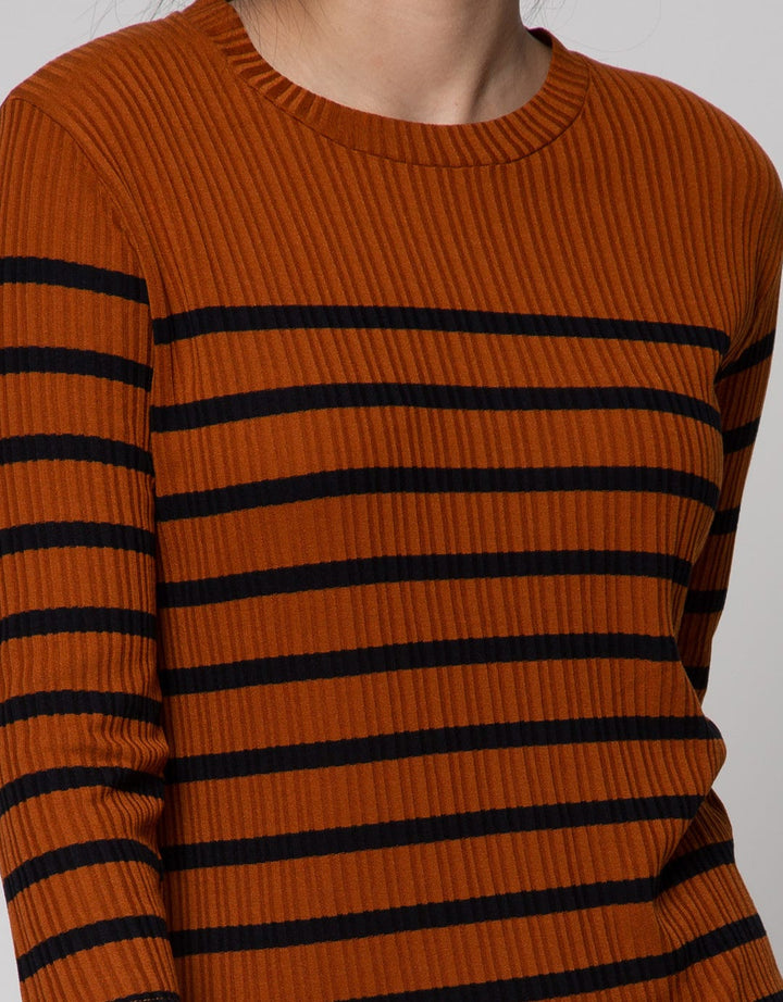 Nevada Long Sleeve Midi Dress Stripes