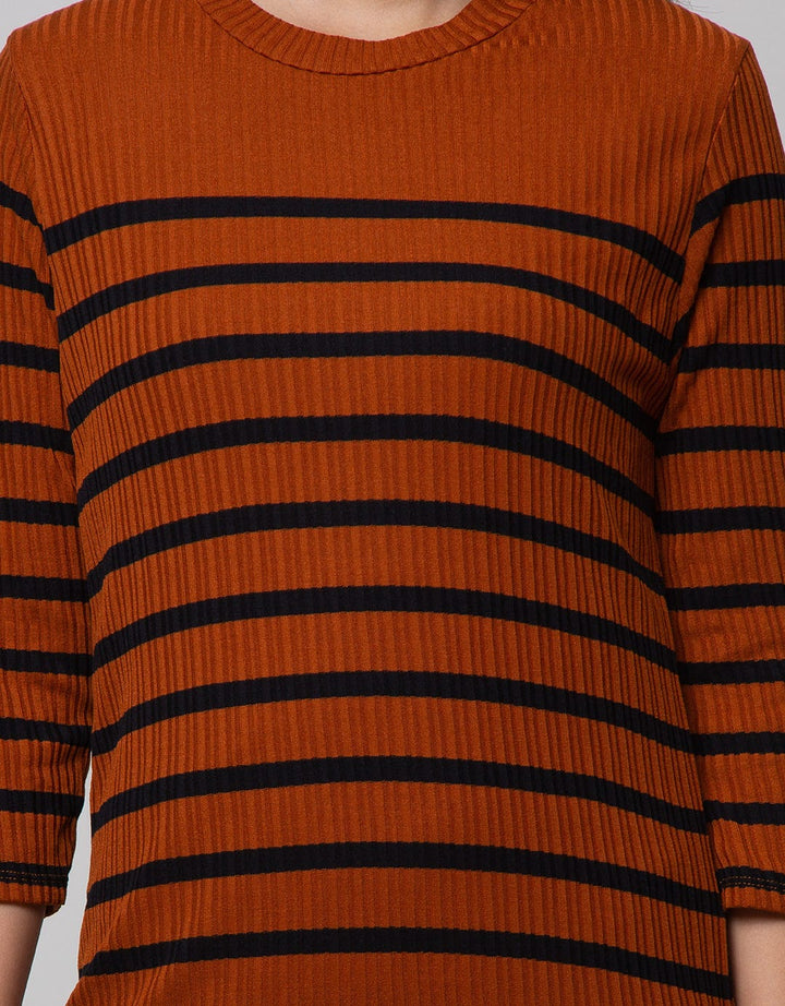 Nevada Long Sleeve Midi Dress Stripes