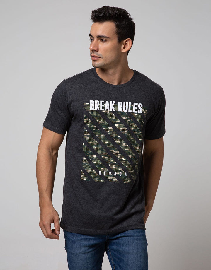 Nevada Short Sleeve T-shirt Print Army Background "Break Rules"