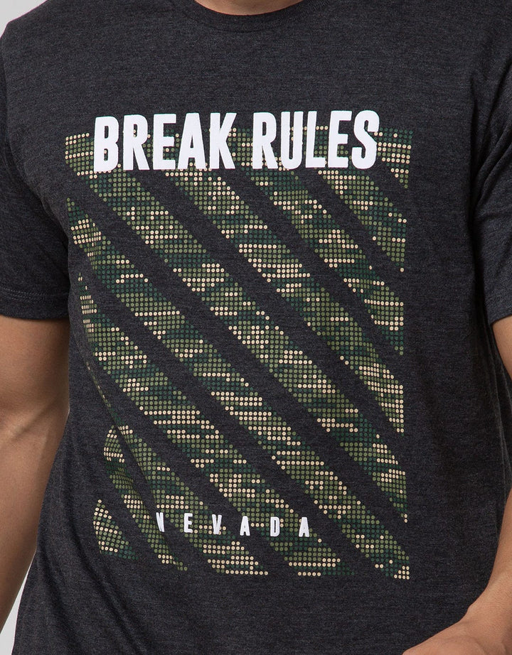 Nevada Short Sleeve T-shirt Print Army Background "Break Rules"