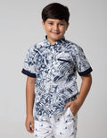 Nevada Kids Short Sleeve Shirt Fullprint Leaf